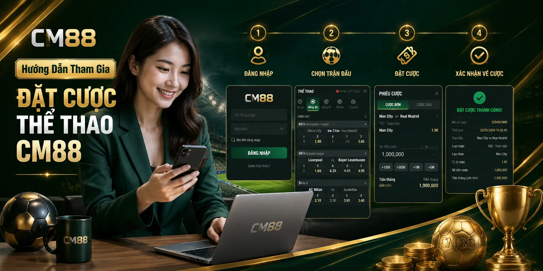 Hướng dẫn tham gia đặt cược thể thao cm88