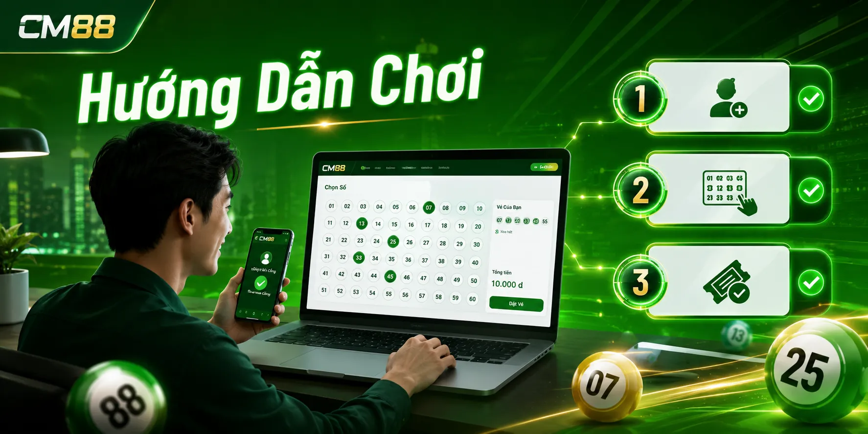 Hướng dẫn chơi xổ số CM88 nhanh