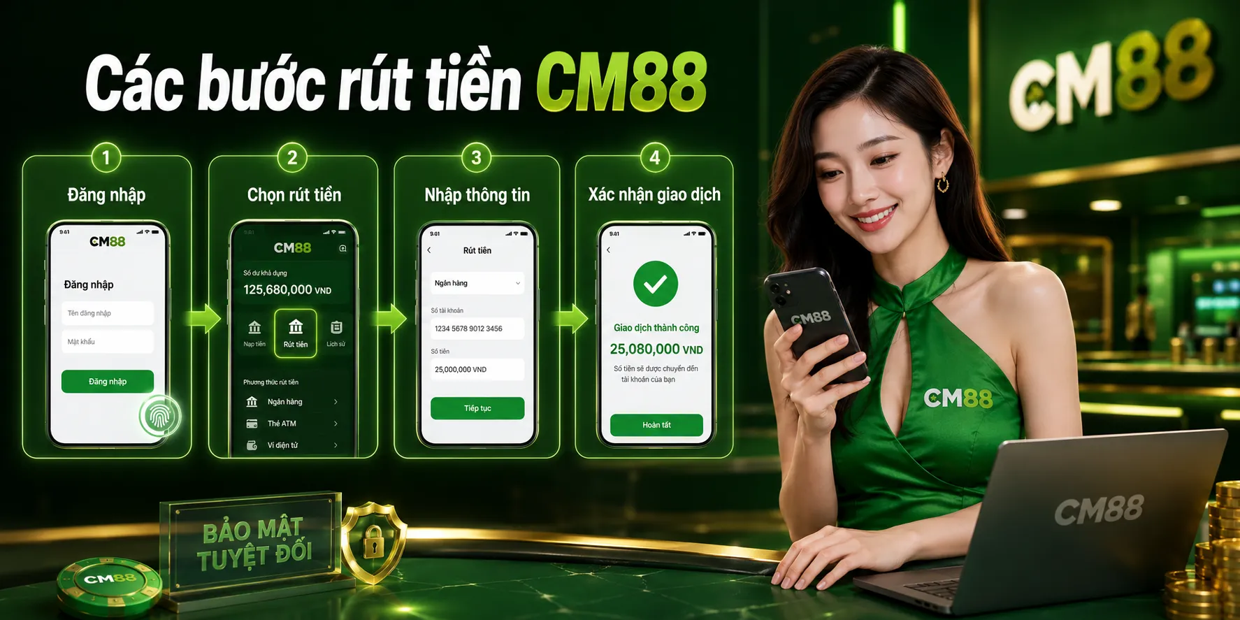 Các bước để có thể rút tiền CM88 siêu dễ dàng